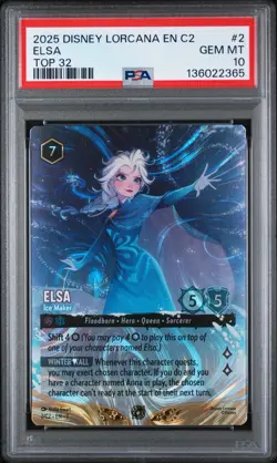 2025 DISNEY LORCANA EN C2 CHALLENGE PROMO #2 ELSA TOP 32 PRIZE ENCHANTED PSA 10 - Image 1