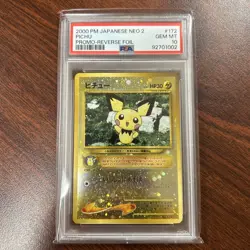 Pokemon Neo 2000 Premium File 2 Promo Japanese Reverse Holo Pichu #172 PSA 10 - Image 1