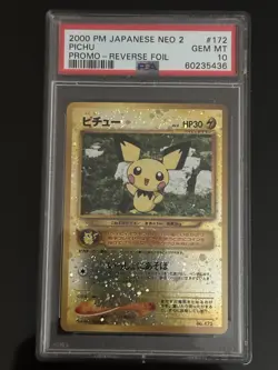 2000 PM Japanese Neo 2 Pichu Promo Reverse Foil PSA 10 - Image 1