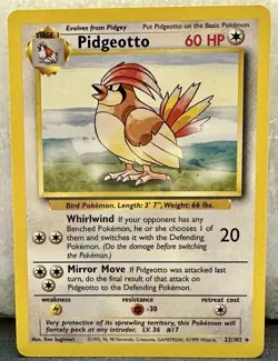1999 Pokemon TCG Pidgeotto Base Set #22/102 Non-Holo Rare NM/MINT-NEVER PLAYED! - Image 1