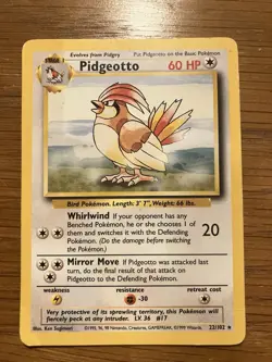 Pokemon TCG Pidgeotto 22/102 Base Set Non-Holo Rare Card 1999 - Image 1
