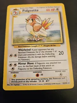 Pokemon TCG Pidgeotto 22/102 Base Set Non-Holo Rare Card 1999 - Image 3