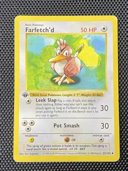Farfetch'd 27/102 1st Edition Base Set Shadowless Pokemon Card - Image 1