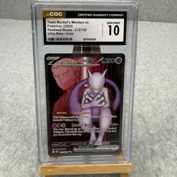 Pokemon TCG Destined Rivals Team Rockets Mewtwo EX 213/182 CGC Gem Mint 10 - Image 1