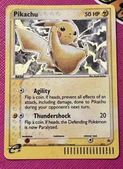 NM LP Pokemon Pikachu TCG Nintendo E Reader Black Star Promo Holo Card #012 2003 - Image 1