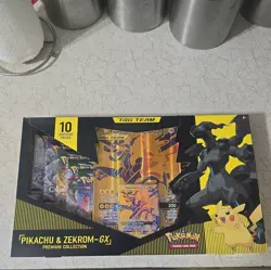 2021 Pokemon TCG Pikachu and Zekrom GX Tag Team Premium Collection Box SEALED - Image 1