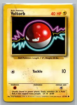 Pokemon - Voltorb 67/102 Base Set Unlimited Common - LP - Image 1