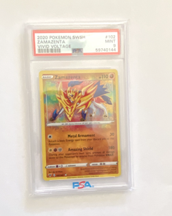 2020 Pokemon SWSH Vivid Voltage Zamazenta Amazing Rare Holo #102 PSA 9 Mint - Image 1