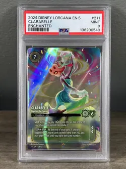 2024 Disney Lorcana En 5 Shimmering Skies Clarabelle #211 Enchanted PSA 9 MINT - Image 1