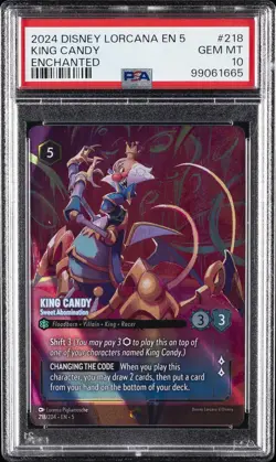2024 DISNEY LORCANA EN 5-SHIMMERING SKIES KING CANDY - SWEET ABOMINATION PSA 10 - Image 1