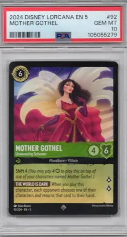 PSA 10 2024 Disney Lorcana En 5-Shimmering Skies #92 Mother Gothel Non-Foil - Image 1