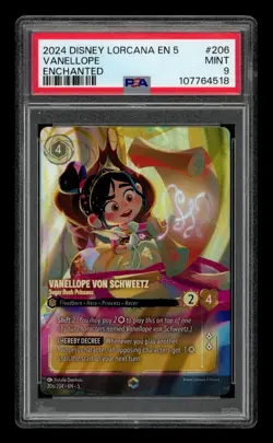 2024 Disney Lorcana En 5-Shimmering Skies Enchanted: #206 Vanellope PSA 9 MINT - Image 1