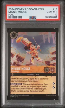 2024 Disney Lorcana En 5-Shimmering Skies #15 Minnie Mouse Foil PSA 10 - Image 1