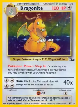 Dragonite - 4/62 - Pokemon Fossil Unlimited Holo Rare Card WOTC NM - Image 1