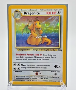 Vintage WOTC Pokemon 1999 Fossil Dragonite Holo Rare Card Unlimited #4/62 MINT - Image 3