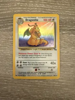 Dragonite 4/62 Fossil Unlimited 1999 Pokemon Card Holo Rare excellent condition - Image 1