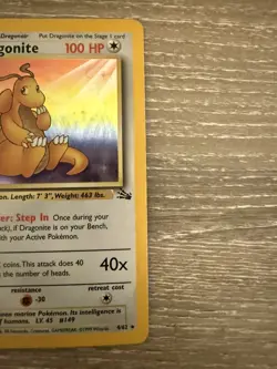 Dragonite 4/62 Fossil Unlimited 1999 Pokemon Card Holo Rare excellent condition - Image 3