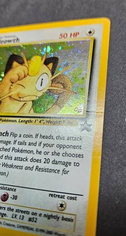 Vintage Pokemon 2000 Promo Black Star Game Boy #10 Meowth-Holo Card Swirl LP - Image 3
