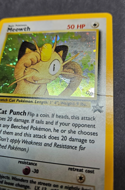 Vintage Pokemon 2000 Promo Black Star Game Boy #10 Meowth-Holo Card Swirl LP - Image 4