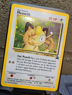 Vintage Pokemon 2000 Promo Black Star Game Boy #10 Meowth-Holo Card Swirl LP - Image 5