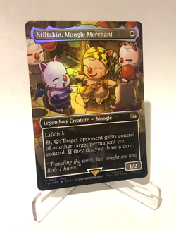 MTG Stiltzkin, Moogle Merchant (Borderless, Chocobo Track Foil) [Final Fantasy] - Image 1