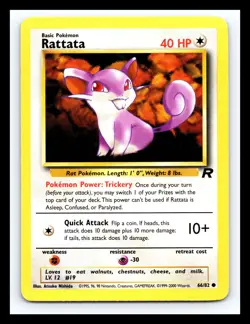 💥 Rattata | Pokemon TCG 2000 | (Rocket Set) Non Holo Vintage # 66/82 - Image 1