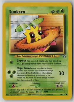 Sunkern 78/111 Pokemon Neo Genesis Common Heavily Played WOTC Card (HP) - Image 1