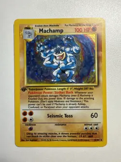 Machamp Base Set 8/102 Holo Vintage Pokemon Card WOTC MP - Image 1