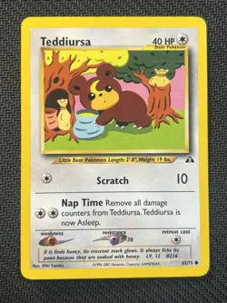 Teddiursa 65/75 Neo Discovery Pokemon TCG WOTC Vintage (Moderate Play) MP 1 - Image 1