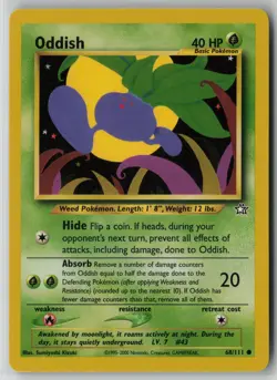 Oddish 68/111 Pokemon Neo Genesis Common Heavily Played WOTC Card (HP) - Image 1