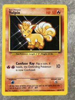 Vulpix 068/102 Pokemon TCG Base Set Vintage WOTC Card Regular (Heavy Play) 4 - Image 1