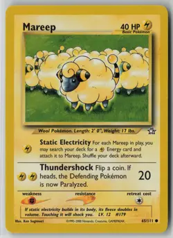 Mareep 65/111 Pokemon Neo Genesis Common Heavily Played WOTC Card (HP) - Image 1