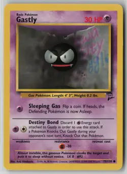 Gastly 50/102 Pokemon Base Set Common Moderately Played Card (MP) - Image 1