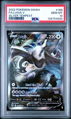2022 POKEMON SWORD & SHIELD SILVER TEMPEST #186 FULL ART/LUGIA V PSA 10 - Image 1