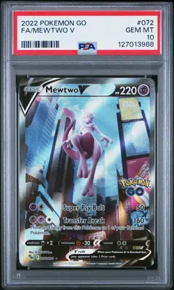 2022 POKEMON GO #072 FULL ART/MEWTWO V PSA 10 - Image 1