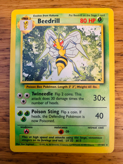 Beedrill (17/102) Rare Base Set Pokemon Card! FAST & FREE P&P! - Image 1