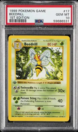 1999 POKEMON BASE SET 1ST EDITION #17 BEEDRILL PSA 10 - Image 1
