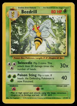 Beedrill - 17/102 - Pokemon Card Base Set Unlimited Rare - HP - Image 1