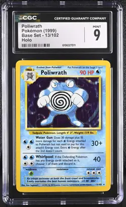 POKEMON 1999 Base Set Unlimited Holo POLIWRATH 13/102 ⭐CGC MINT 9⭐ - Image 1