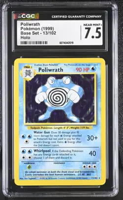CGC 7.5 Poliwrath 1999 Base Set 13/102 Holo Pokemon Card - Image 1