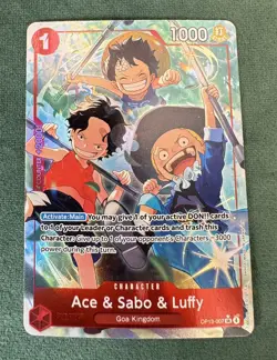 One Piece Carrying on His Will Ace & Sabo & Luffy OP13-007 SR Alt Art NM - Image 2