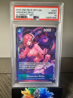 2025 ONE PIECE OP11-047 A FIST OF DIVINE SPEED 047 VINSMOKE REIJU ALT ART PSA 10 - Image 1