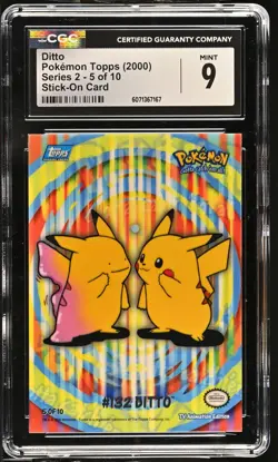 CGC 9 MINT Ditto 2000 Series 2 Topps 5 of 10 Stick-On Card Pokemon Card - Image 1