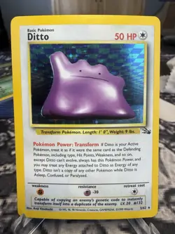 Pokemon English Fossil Ditto Holo #3/62 1999 WOTC Wizards of the Coast LP - Image 2