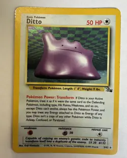 Pokemon Ditto 3/62 Fossil Holo Rare LP - Image 1