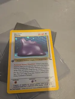 1999 Pokemon TCG Fossil Ditto 1st Edition Holo Rare 3/62 LP - Image 1