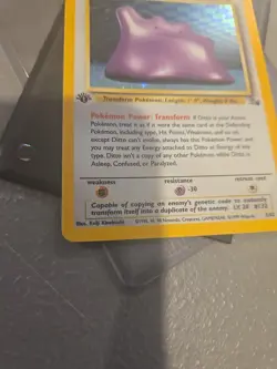 1999 Pokemon TCG Fossil Ditto 1st Edition Holo Rare 3/62 LP - Image 2