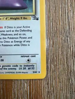 Pokemon DITTO Fossil Set Holo Rare 3/62 1999 LP - Image 4