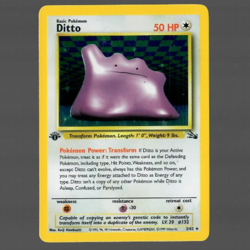 1st Edition Ditto Holo Pokemon Card 3/62 LP Fossil - Image 1