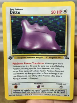 1999 Pokemon TCG Fossil Ditto 1st Edition Holo Rare 3/62 LP - Image 3